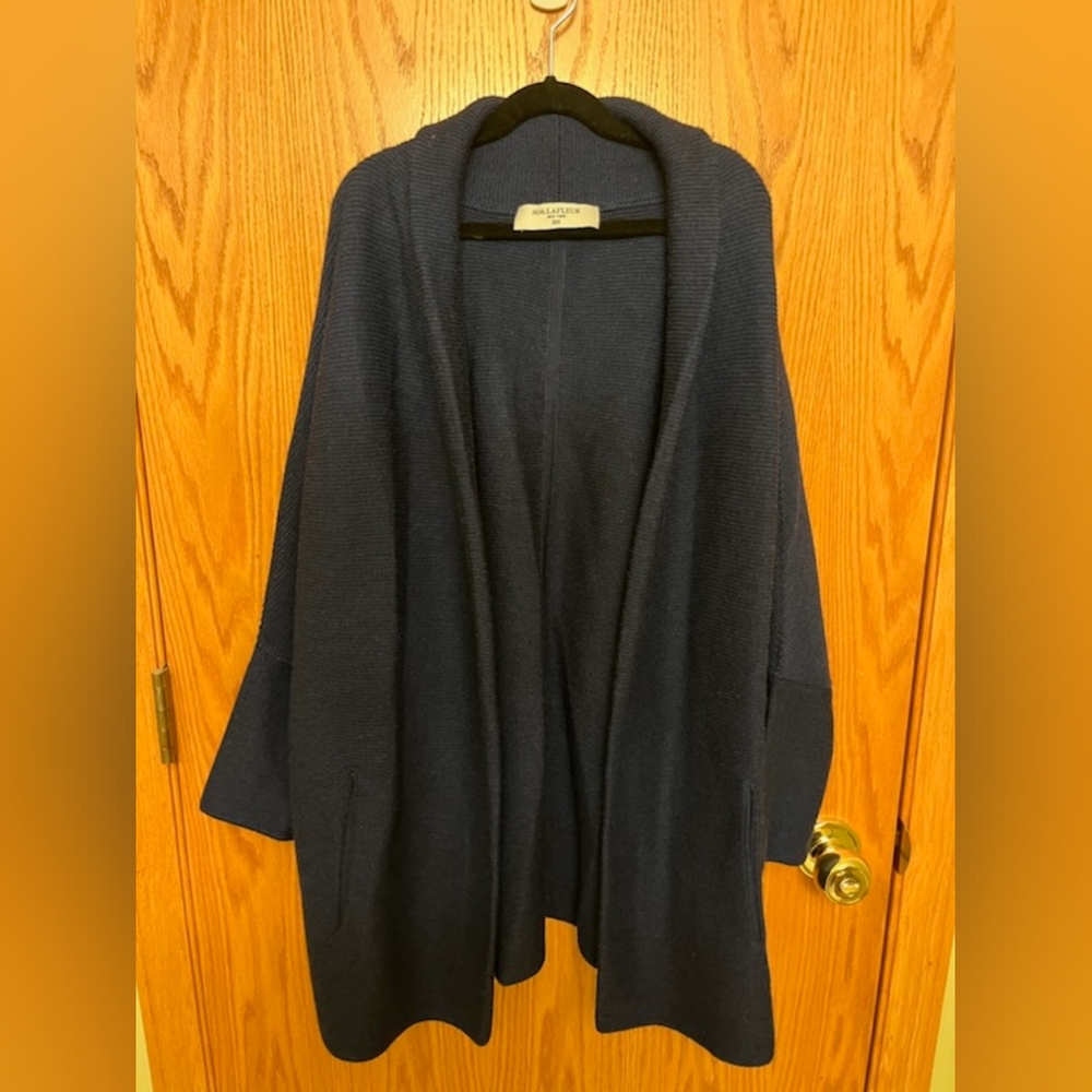 MM Lafleur navy blue cardigan sweater
